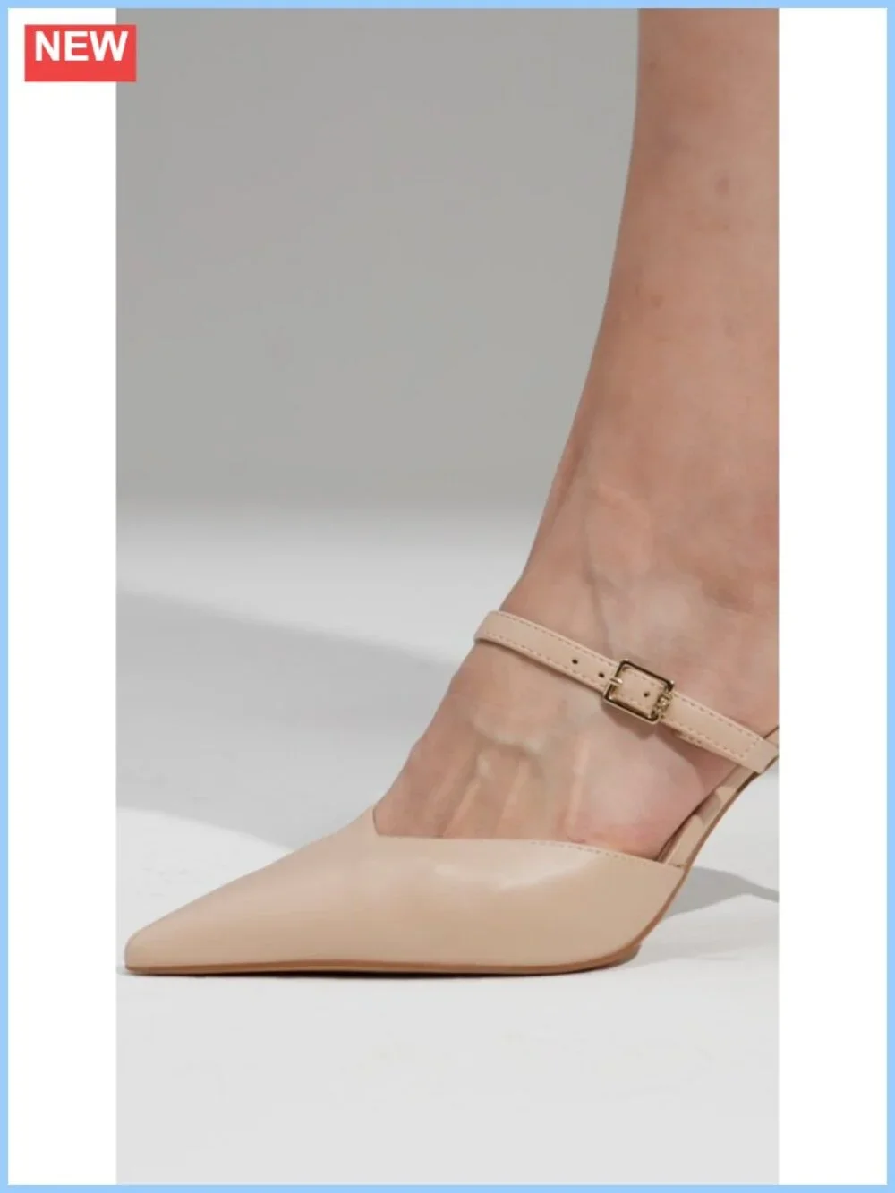 Women's Pointed Toe Stiletto Heel Mules Slip-On Faux Leather Dress Heels